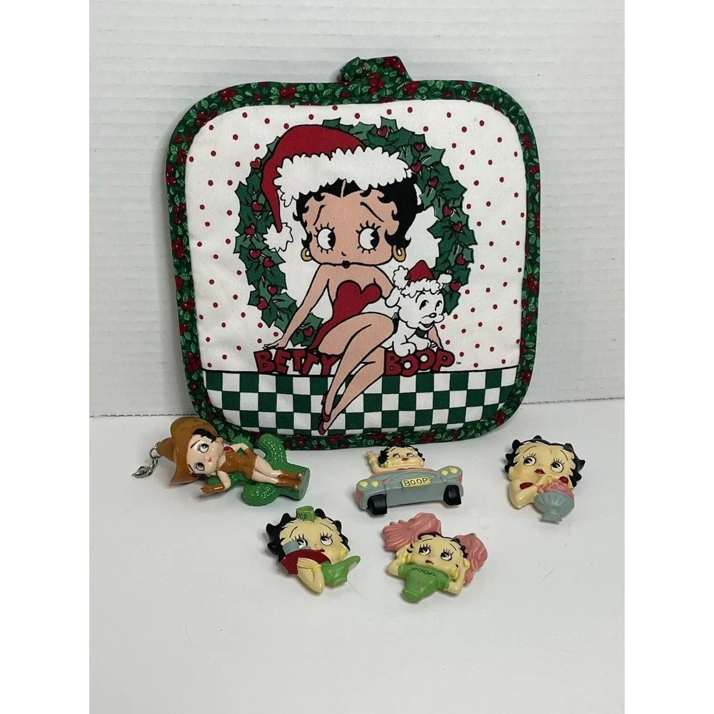 Betty Boop Lot 4 3D Refrigerator Magnet Cactus Keychain 1994 Pot Holder Vintage